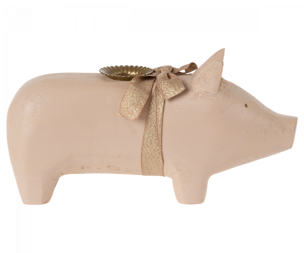 Maileg, Schweinchen "Wooden pig, Powder, Medium 2022" für Kerze