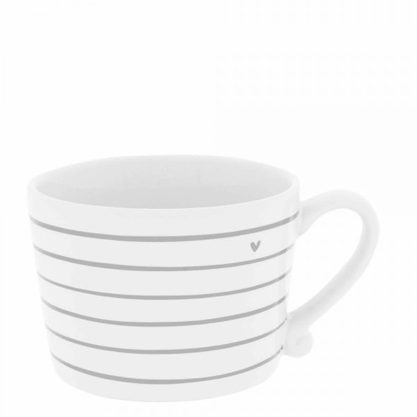 Bastion Collections Cup White Stripes and Heart in Grey