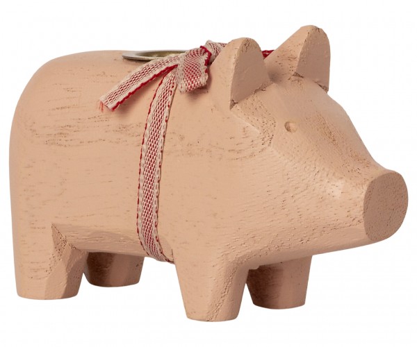 Maileg, Schweinchen "Wooden pig, Powder, Small 2021" für Kerze