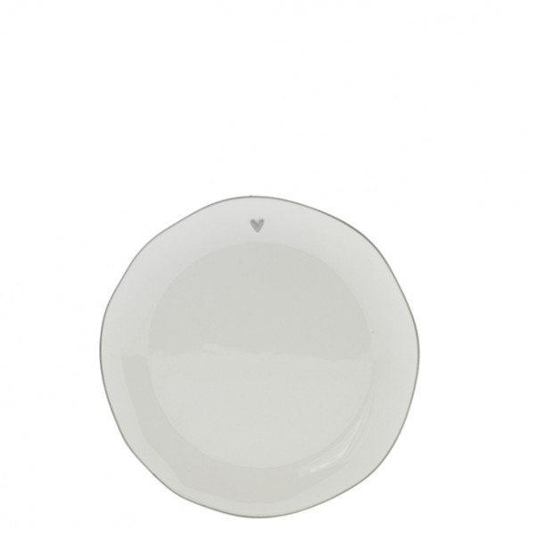 Bastion Collections Teller / Cake Plate White with grey edge