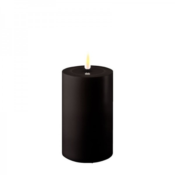 Deluxe Homeart LED Outdoor Stumpenkerze 7,5 x 12,5 cm, schwarz