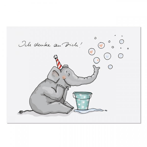 Krima & Isa Postkarte Ich denk an dich Elefant