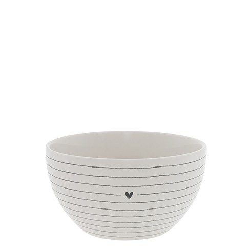 Bastion Collections Schale/Bowl White / Stripes with Heart in Black