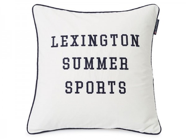 LEXINGTON Kissenhülle Summer Sports Cotton Twill Pillow Cover, White/Dark Blue