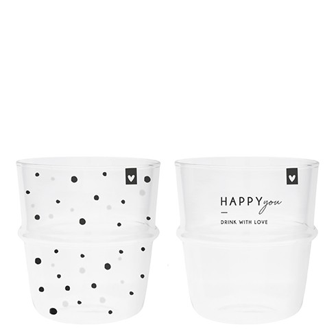 Bastion Collections Tumbler / Wasserglas im 2er Set, Happy You and Dots