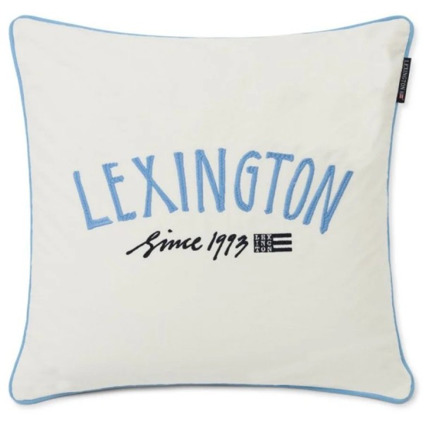 Lexington Since 1993 Organic Cotton Canvas Kissenhülle - white/blue