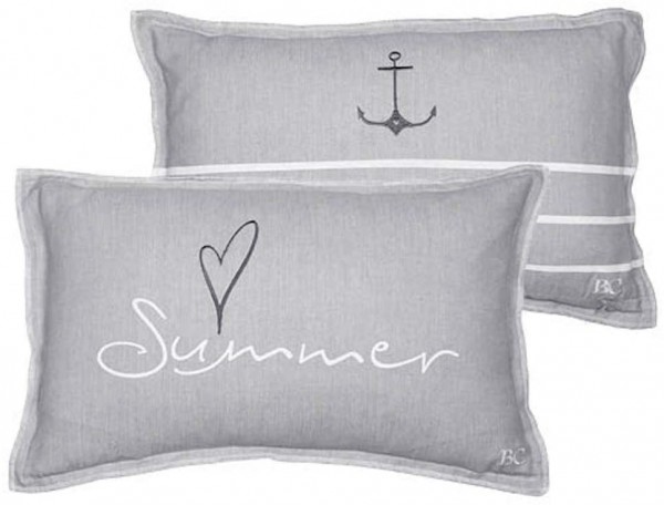 Bastion Collections Kleines Kissen Light Grey Summer and Anchor