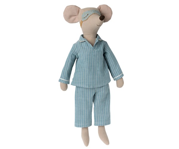 Maileg, Maus Maxi Mouse Boy, Pyjama, Streifen hellblau