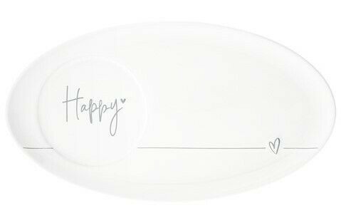 Bastion Collections Teller / Cafe Plate Happy in Grey