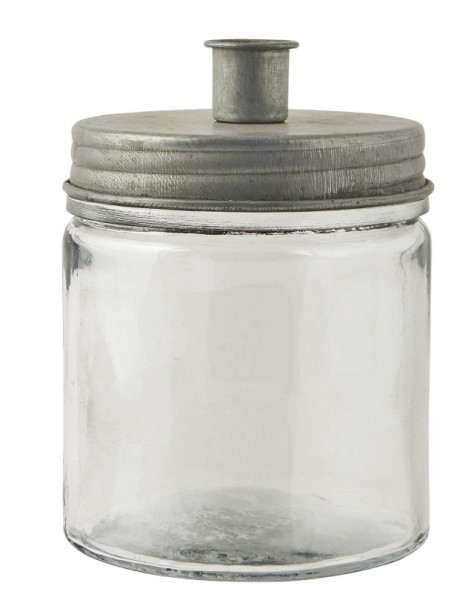 Ib Laursen Kerzenhalter mit Metalldeckel Zink (grau), für Stabkerze