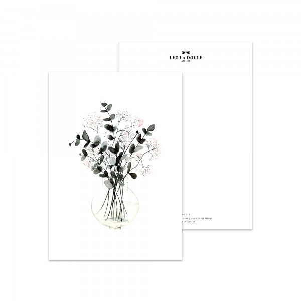 Postkarte Eukalyptus Vase