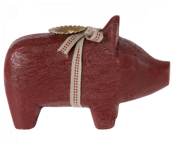 Maileg, Schweinchen "Wooden pig, Red, Small 2022" für Kerze