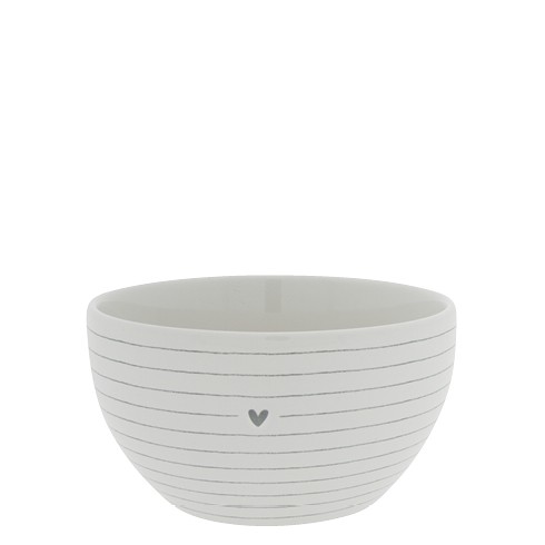 Bastion Collections Schale/Bowl White / Stripes with Heart in Grey