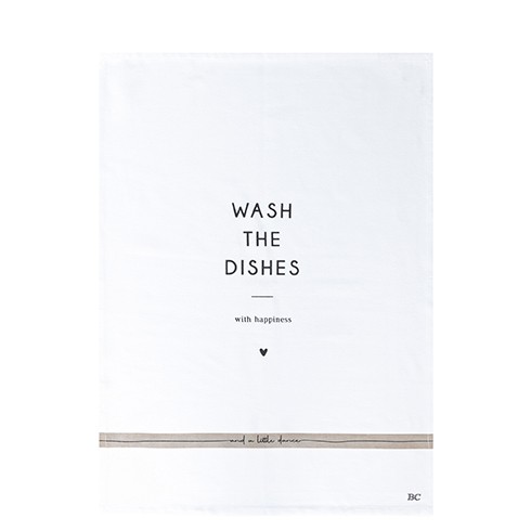 Bastion Collections Geschirrtuch Wash the Dishes, White