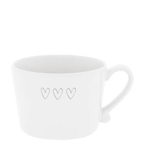 Bastion Collections Cup White 3 hearts in grey