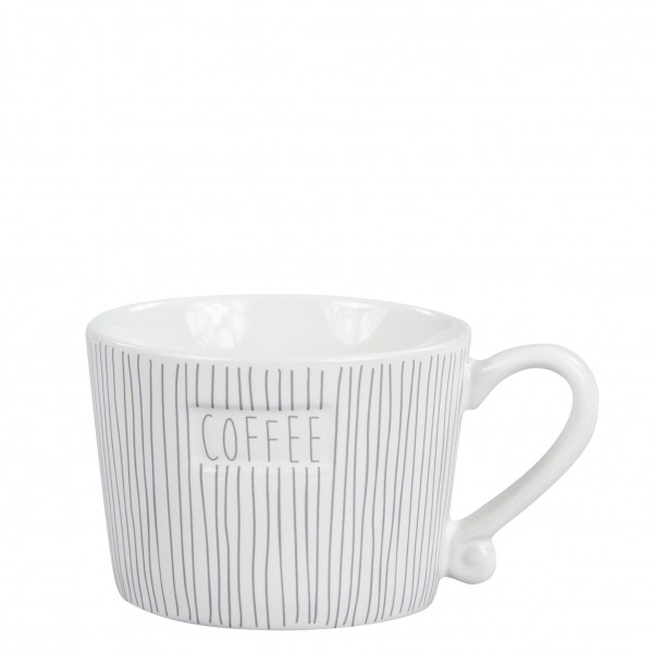 Bastion Collections Cup White / Stripes and Coffee in Grey
