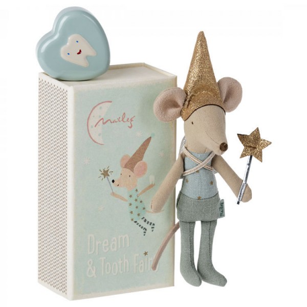 Maileg Maus Tooth Fairy Mouse, BLUE mit Herzdose