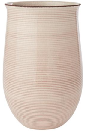 Blumenvase Keramik Streifen Zart-Rosé, groß