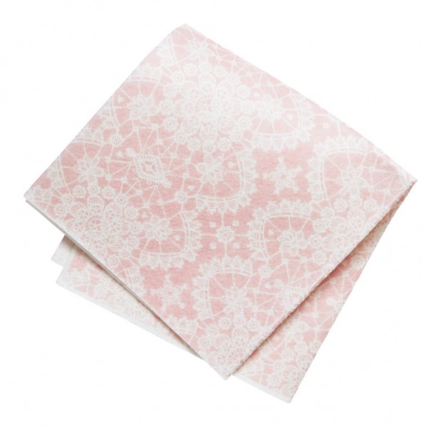 rice Fröhliche Putztücher Lace Print im 6er Set, Rosé