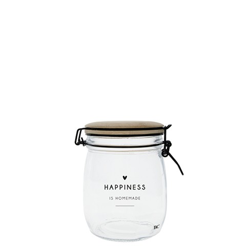 Bastion Collections Vorratsglas mit Holzdeckel Happiness, medium