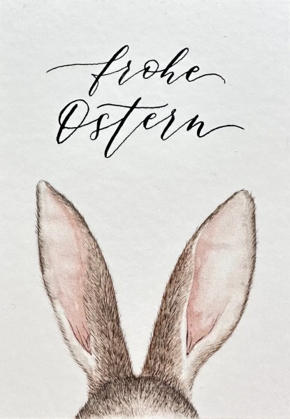 Postkarte Frohe Ostern, Hasenohren