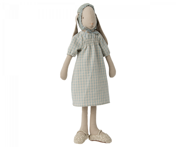 Maileg Hase / Rabbit Girl Blaues Karokleid und Hut, Size 3