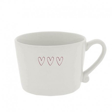 Bastion Collections Cup White 3 hearts in red